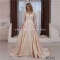 V Neck White A Line Floor Length Imported Plus Size Wedding Dress Korea